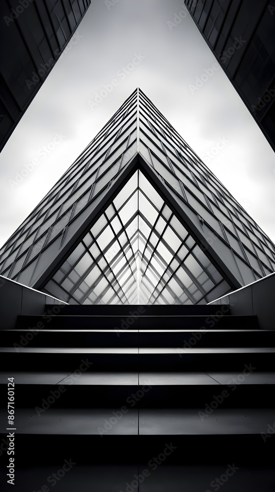 Obraz premium Striking Triangular Abstract Architecture Reaching Towards the Sky