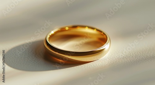 Close Up of a Shiny Gold Wedding Band on Fabric