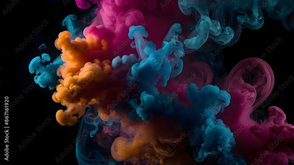 abstract vibrant colors smoke on dark black background abstract vibrant colors smoke on dark black background