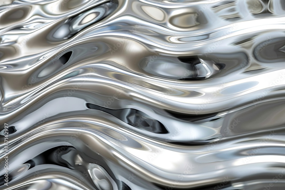 Silver abstract background with wavy pattern created with generative ai Silver abstract background with wavy pattern created with generative ai