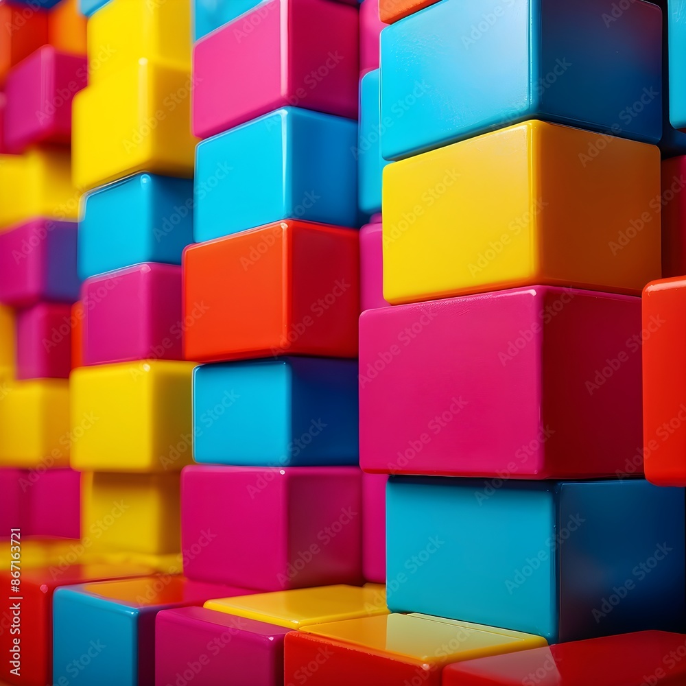 vibrant toy blocks lined up vibrant toy blocks lined up