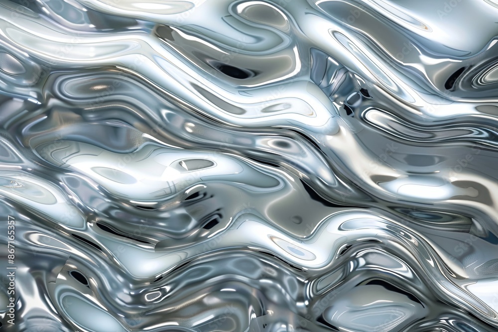 Silver abstract background with wavy pattern created with generative ai Silver abstract background with wavy pattern created with generative ai