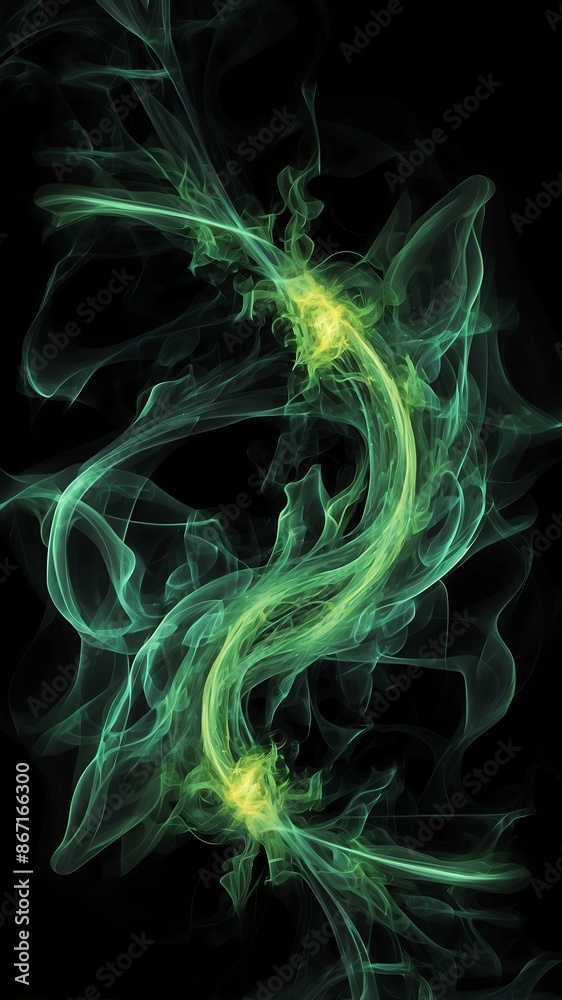 Fototapeta premium abstract green fire design in black background