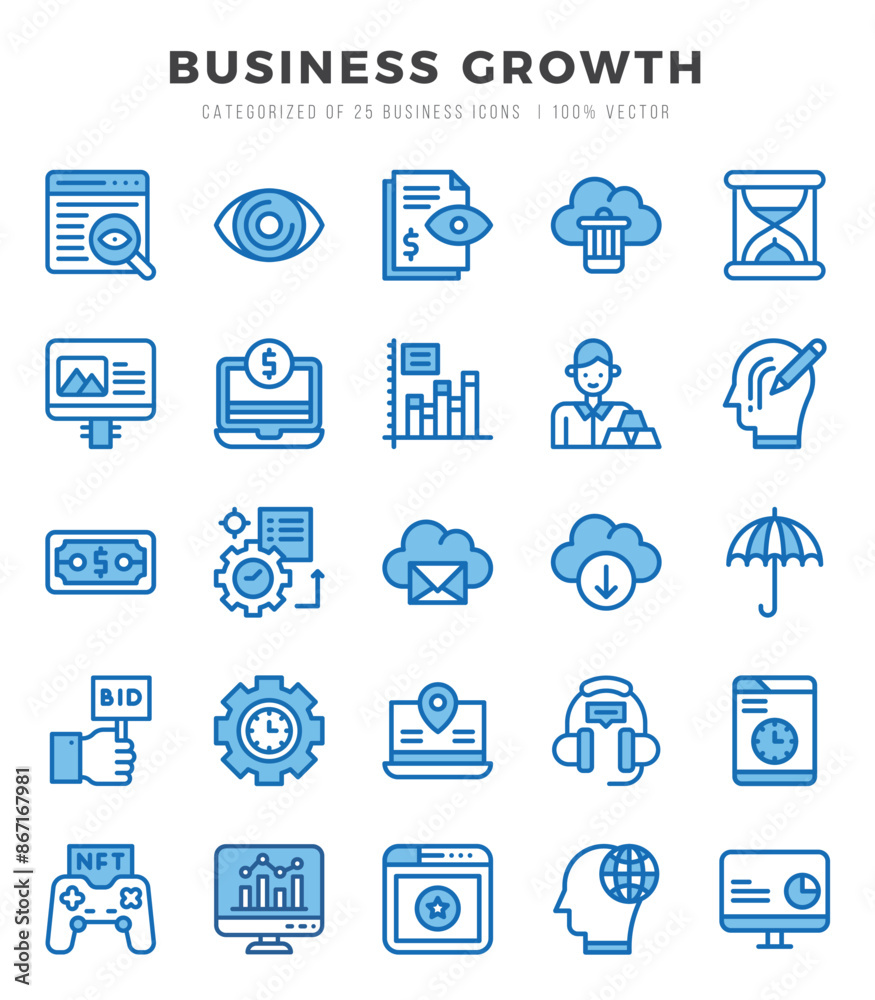Business Growth icons set. Vector illustration. Business Growth icons set. Vector illustration.