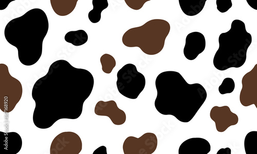 cow texture pattern repeated seamless black brown and white lactic chocolate animal jungle print spot skin. print