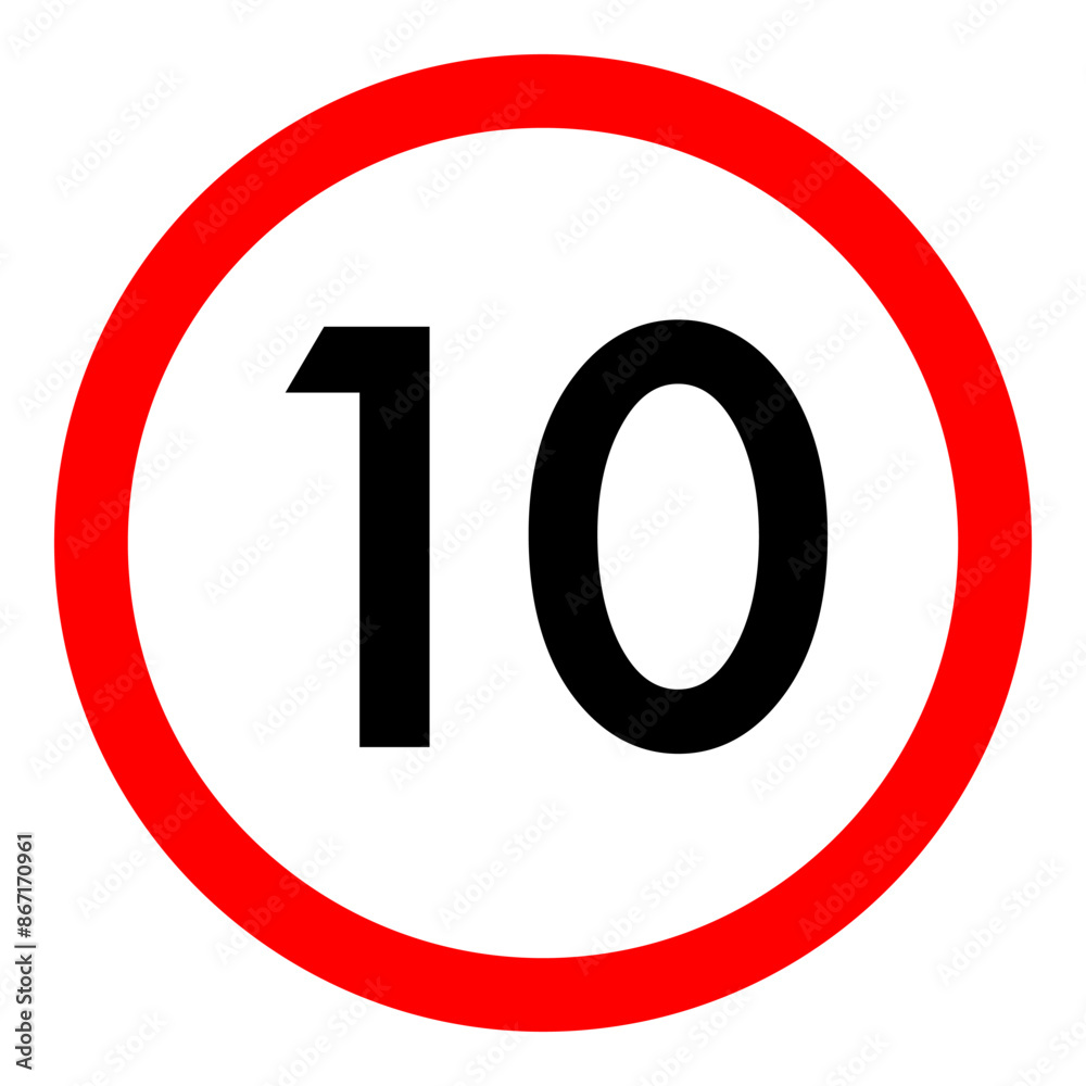 Speed limit 10 round road traffic icon flat design for project Speed limit 10 round road traffic icon flat design for project