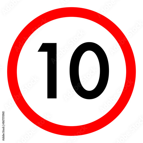 Speed limit 10 round road traffic icon flat design for project