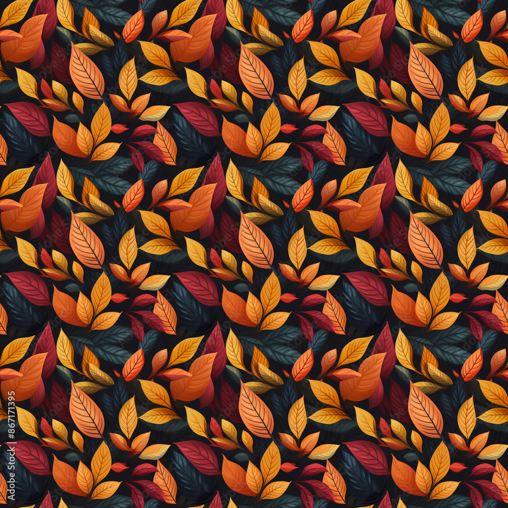 seamless pattern with autumn leaves