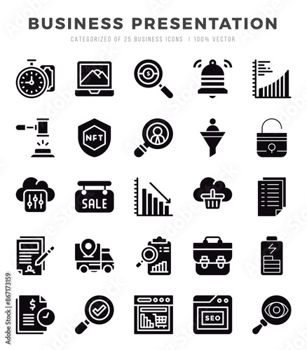 Business Presentation icons set. Vector illustration.