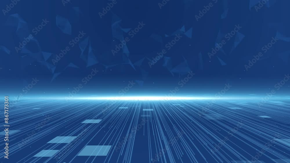 Digital cyberspace Futuristic huge technology tunnel Cyberspace Particles and Digital Data Network matrix Connections. Big data Big data hi-speed Analysis Technology Digital Background Concept.