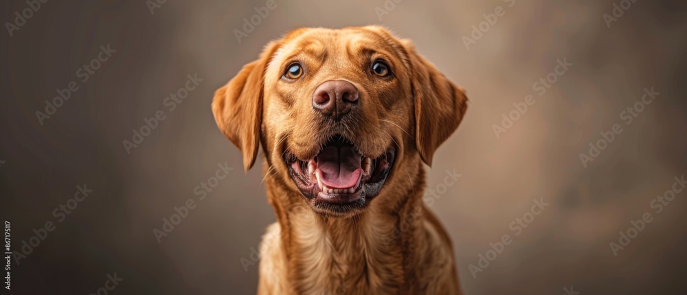 Close up of a brown Labrador Retriever dog with its mouth open Close up of a brown Labrador Retriever dog with its mouth open