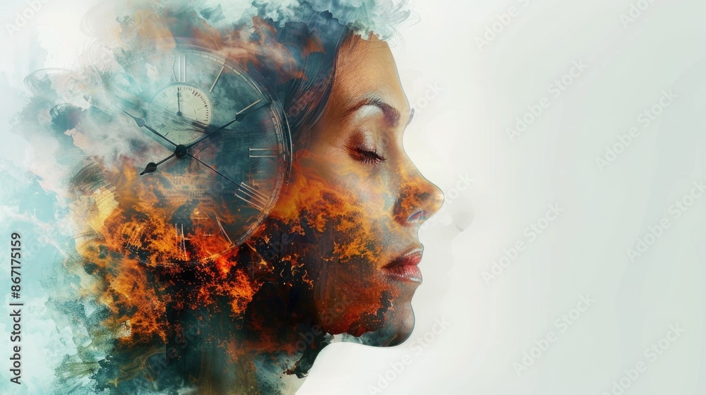 Womans face emitting smoke Womans face emitting smoke