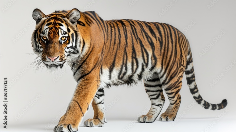 Obraz premium Tiger walking through snow in the wild