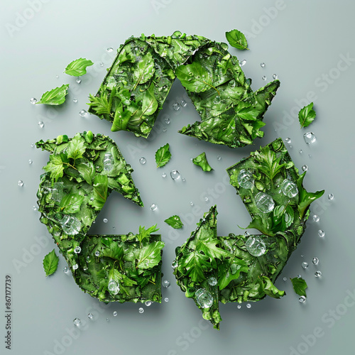 An abstract icon in the shape of a pond environmental call to recycle and reuse