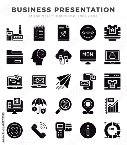 Business Presentation icon pack for your website. mobile. presentation. and logo design.