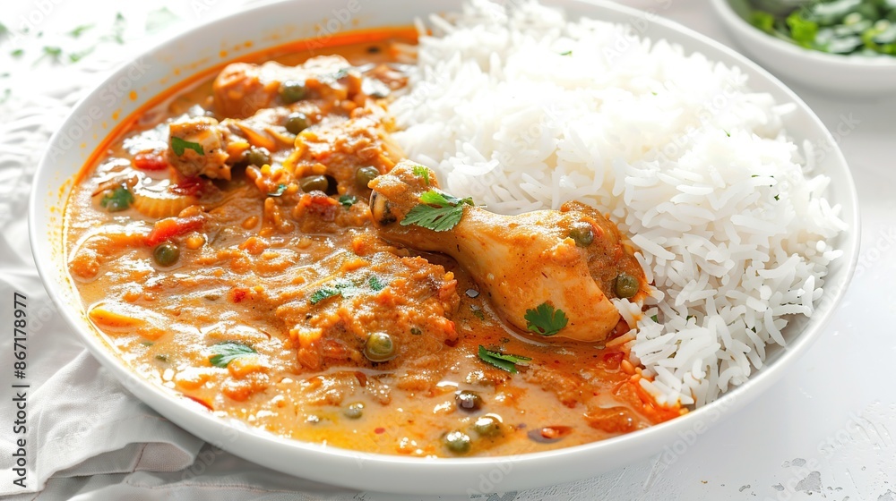 Chicken Curry with Rice, a Delicious Indian Dish Chicken Curry with Rice, a Delicious Indian Dish