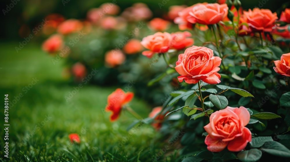 Various flowers scattered in grass field
