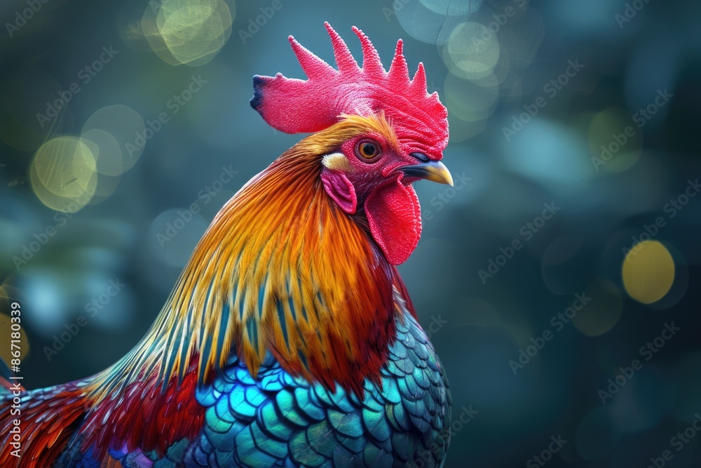 Colorful rooster close-up Colorful rooster close-up