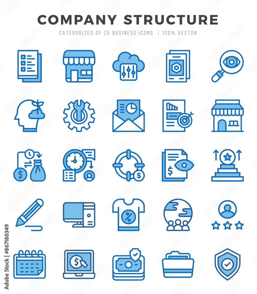 Company Structure icons Pack. Two Color icons set. Company Structure collection set. Company Structure icons Pack. Two Color icons set. Company Structure collection set.