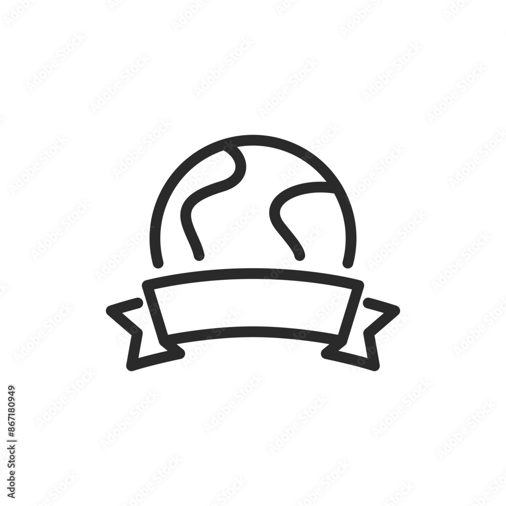 Earth with banner, linear style icon. Earth day. Globe with a banner, global events, celebrations, or announcements. Editable stroke width Earth with banner, linear style icon. Earth day. Globe with a banner, global events, celebrations, or announcements. Editable stroke width