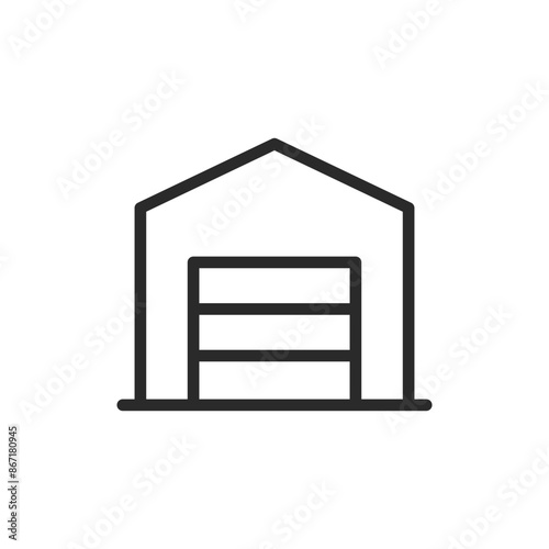 Warehouse, linear style icon. Warehouse, storage and logistics operations. Editable stroke width.