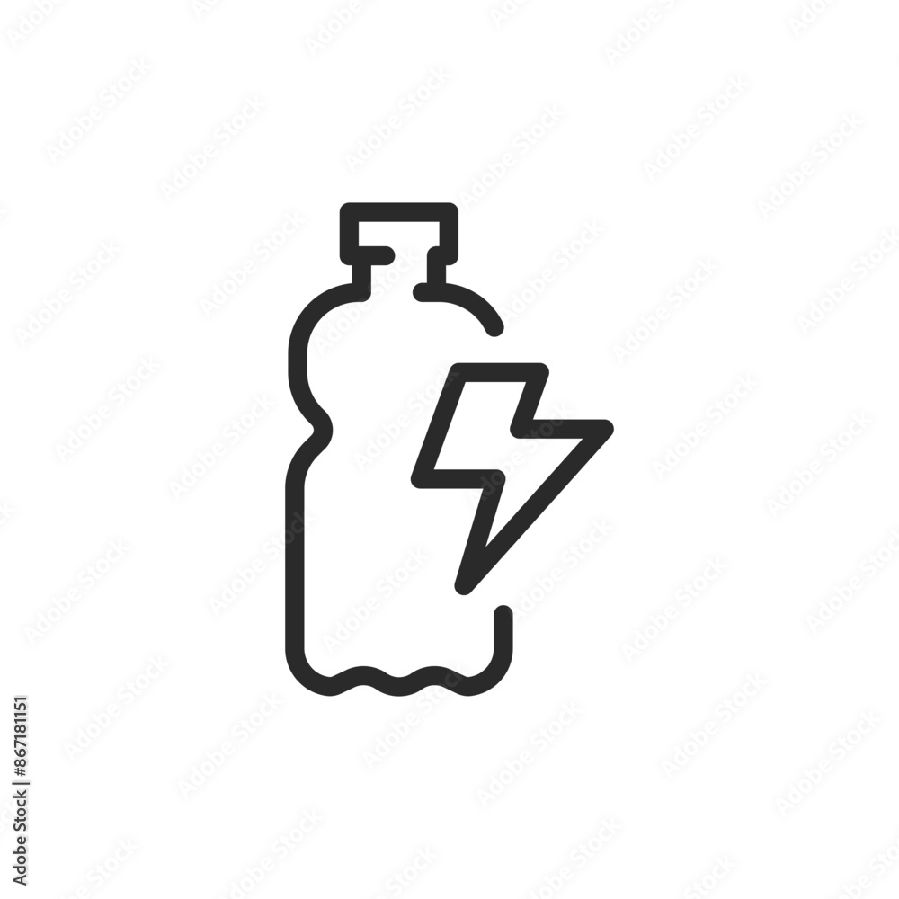 Energy drink, linear style icon. Bottle with lightning bolt. energy boost. Editable stroke width Energy drink, linear style icon. Bottle with lightning bolt. energy boost. Editable stroke width