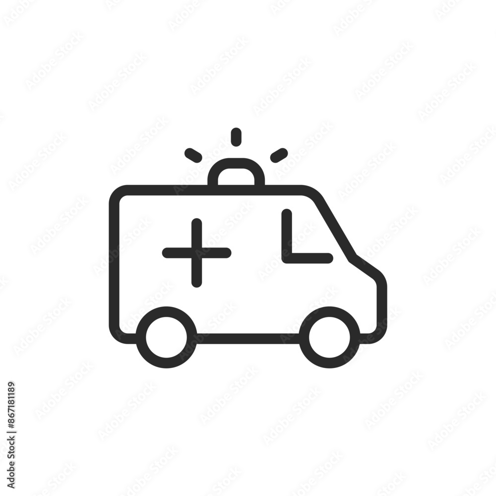 Ambulance, linear style icon. Represents emergency medical services. Editable stroke width Ambulance, linear style icon. Represents emergency medical services. Editable stroke width