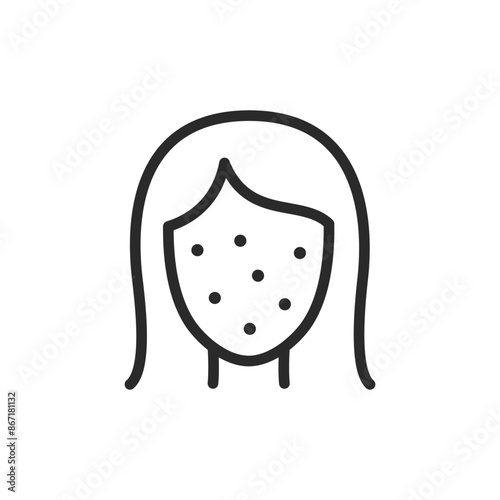 Face with acne, linear style icon. face with acne, indicating skin issues. Editable stroke width.