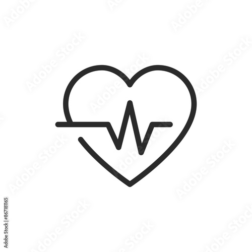 Heart and pulse, linear style icon. cardiovascular health. Editable stroke width