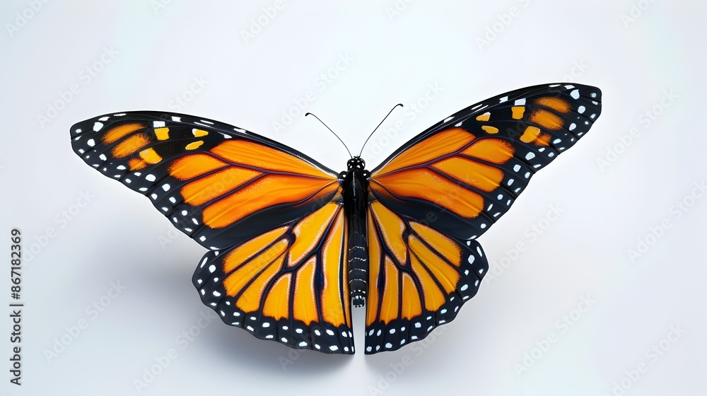 Fototapeta premium Stunning Monarch Butterfly with Vibrant Orange and Black Wings in Flight