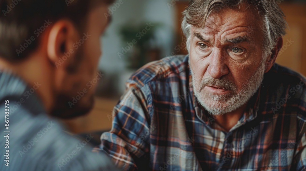 Older man talking to another man Older man talking to another man