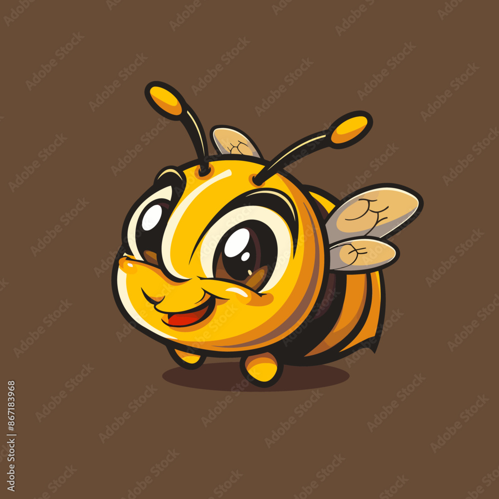 cartoon character logo, Bee, winking, smiling, 2d, vector illustration, mascot logo cartoon character logo, Bee, winking, smiling, 2d, vector illustration, mascot logo