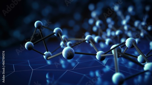 Explore the fusion of biology and technology in skincare formulas with detailed 3D rendering of molecular architecture.