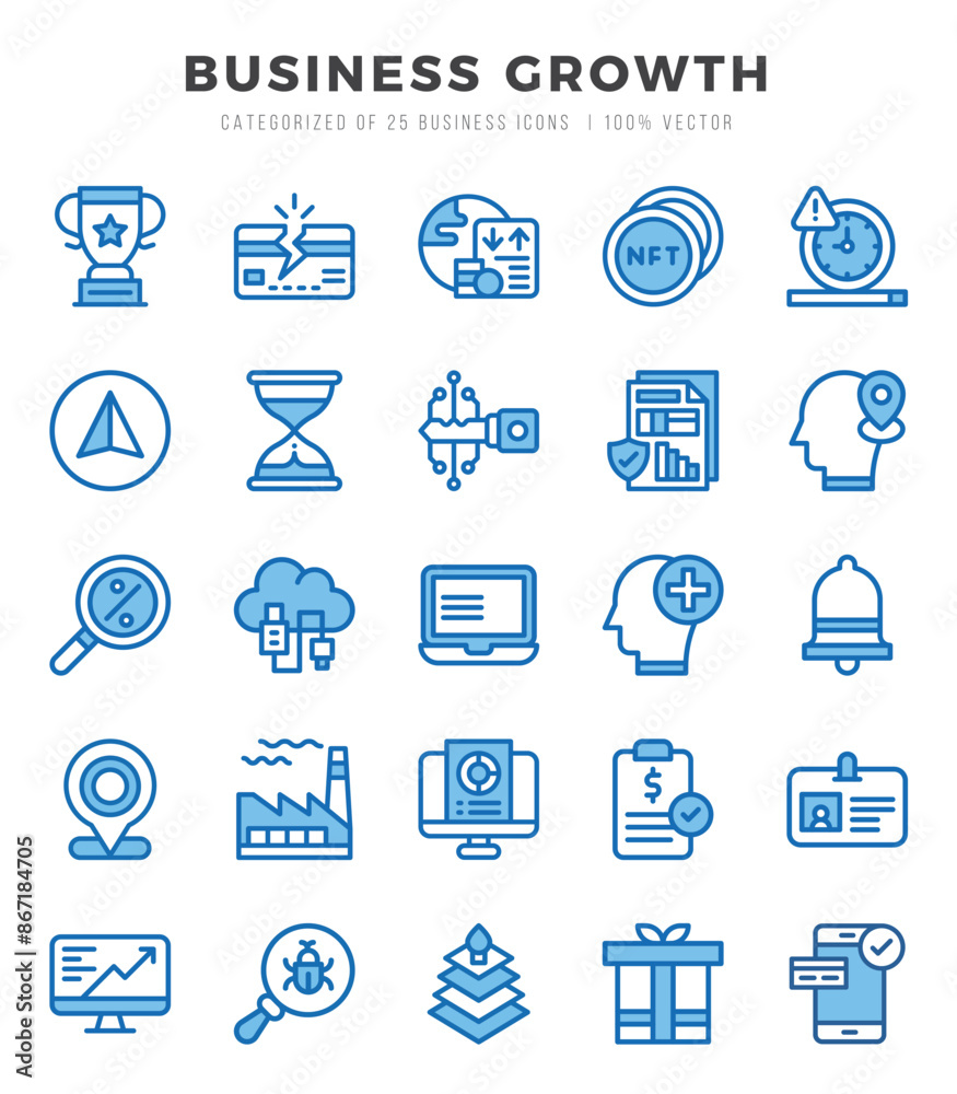 Simple Set of Business Growth Related Vector Two Color Icons. Simple Set of Business Growth Related Vector Two Color Icons.