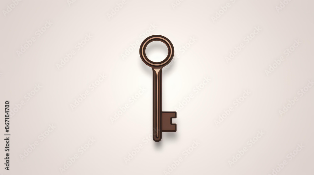 Simple geometric line art of a key with a minimalist design and muted colors. Simple geometric line art of a key with a minimalist design and muted colors.