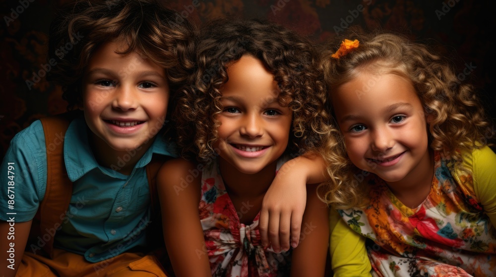 Fototapeta premium Group of young children standing together