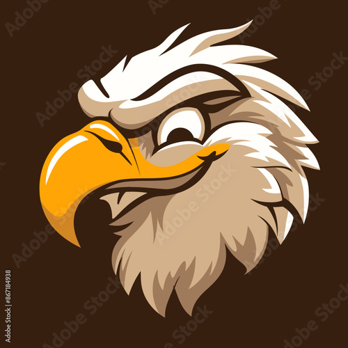 cartoon character logo, Eagle, winking, smiling, 2d, vector illustration, mascot logo