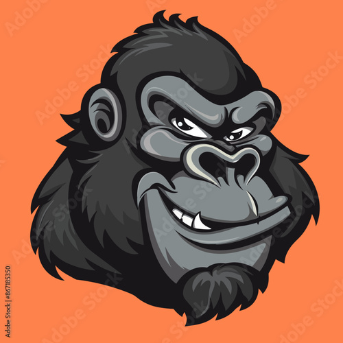 cartoon character logo, Gorilla, winking, smiling, 2d, vector illustration, mascot logo