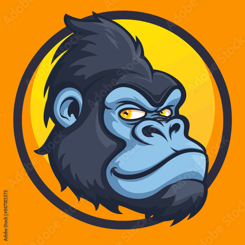 cartoon character logo, Gorilla, winking, smiling, 2d, vector illustration, mascot logo