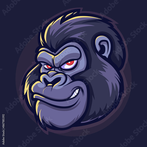 cartoon character logo, Gorilla, winking, smiling, 2d, vector illustration, mascot logo