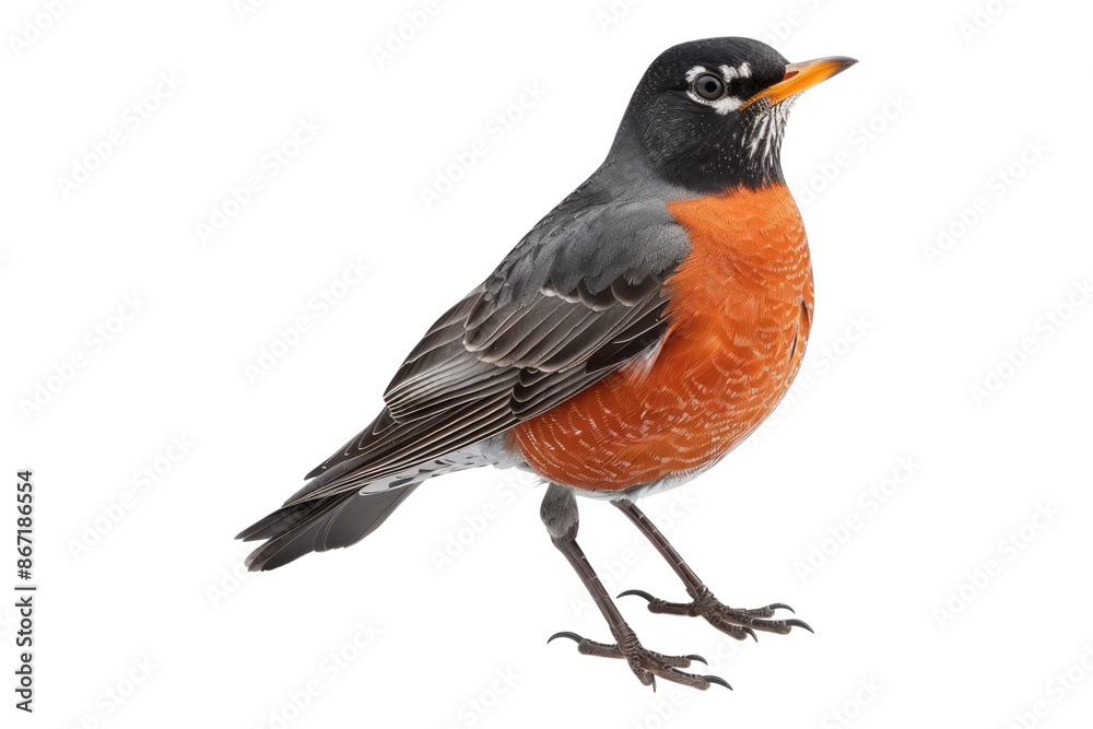 Wild american robin bird isolated on transparent background Wild american robin bird isolated on transparent background