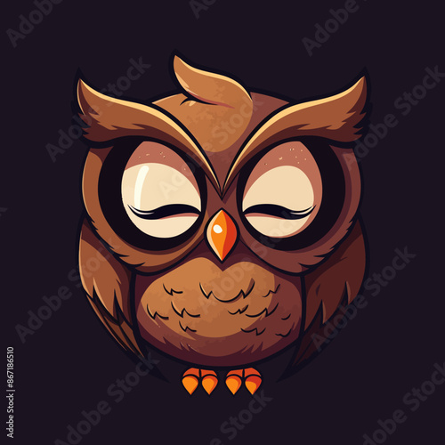 cartoon character logo, Owl, winking, smiling, 2d, vector illustration, mascot logo