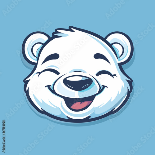 cartoon character logo, Polar Bear, winking, smiling, 2d, vector illustration, mascot logo