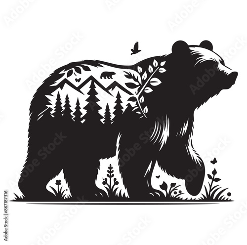 bear silhouette vector isolated on white background 