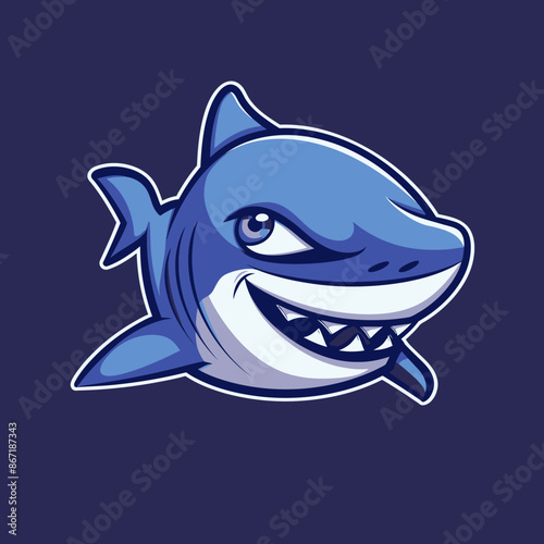 cartoon character logo, Shark, winking, smiling, 2d, vector illustration, mascot logo