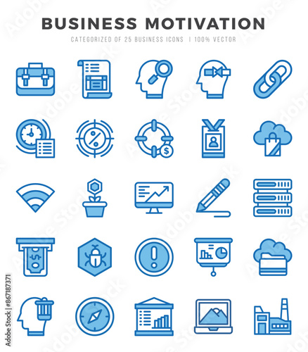 Business Motivation web icons in Two Color style.