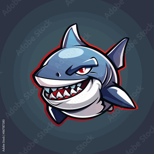 cartoon character logo, Shark, winking, smiling, 2d, vector illustration, mascot logo