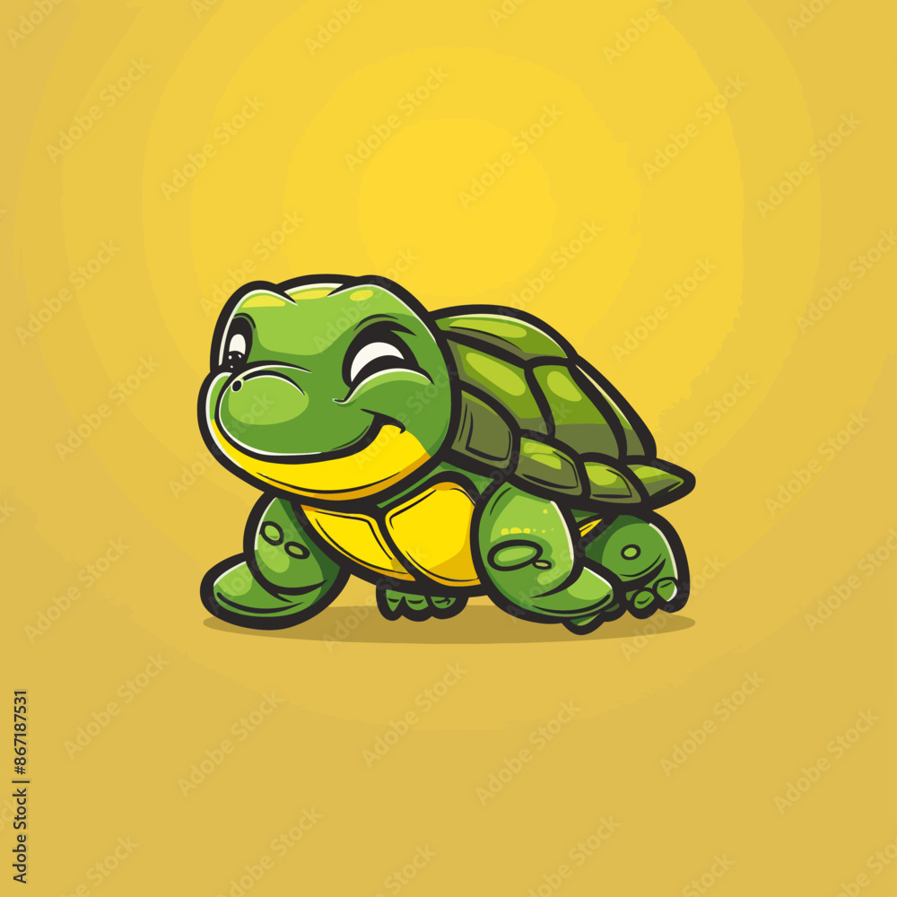 Fototapeta premium cartoon character logo, Turtle, winking, smiling, 2d, vector illustration, mascot logo