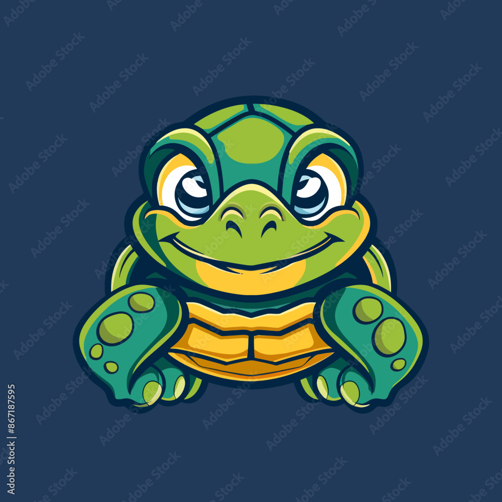 Obraz premium cartoon character logo, Turtle, winking, smiling, 2d, vector illustration, mascot logo