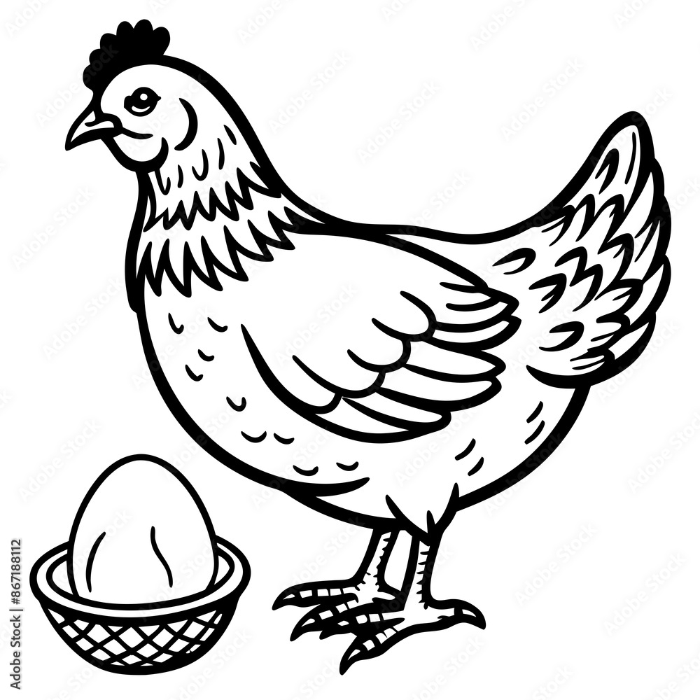 Chicken hen with nest eggs vector Chicken hen with nest eggs vector